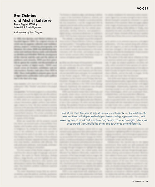 CV123 - Eva Quintas et Michel Lefebvre, De l’écriture numérique à l’intelligence artificielle - Jean Gagnon