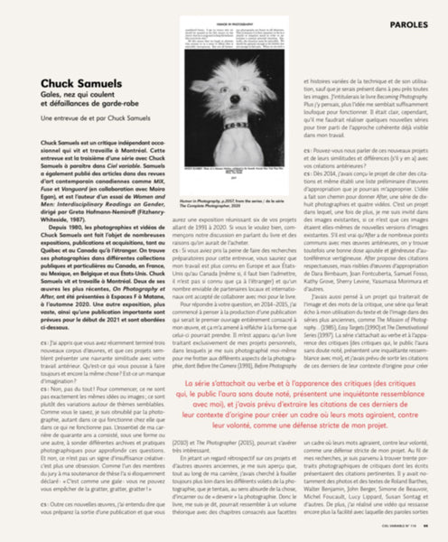 CV116 - Chuck Samuels, Gales, nez qui coulent et défaillances de garde-robe — Chuck Samuels