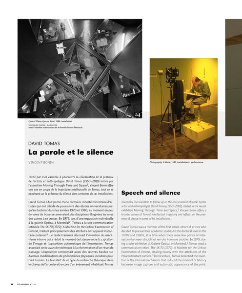 CV118 - David Tomas, La parole et le silence — Vincent Bonin